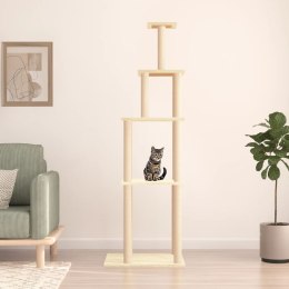 VidaXL Drapak dla kota z sizalowymi słupkami, kremowy, 183 cm