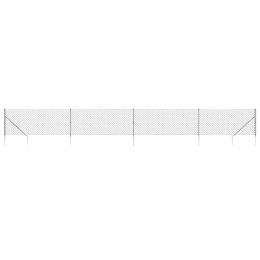 VidaXL Ogrodzenie z siatki, z kotwami, srebrne, 0,8x10 m