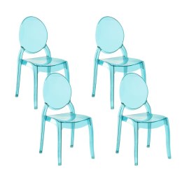 Zestaw 4 krzeseł do jadalni przezroczysty niebieski MERTON Lumarko!