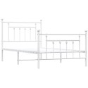 Metalowa rama łóżka z wezgłowiem i zanóżkiem, biała, 100x190 cm Lumarko!