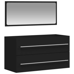 VidaXL Szafka łazienkowa z lustrem, czarna, materiał drewnopochodny