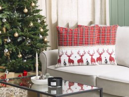2 poduszki dekoracyjne w renifery 45 x 45 cm czerwone ROBBIE Lumarko!