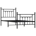 VidaXL Metalowa rama łóżka z wezgłowiem i zanóżkiem, czarna, 90x200 cm