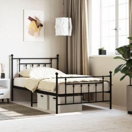 Metalowa rama łóżka z wezgłowiem i zanóżkiem, czarna, 107x203cm Lumarko!