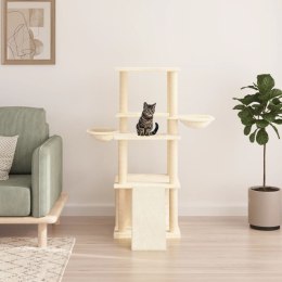 VidaXL Drapak dla kota z sizalowymi słupkami, kremowy, 133 cm