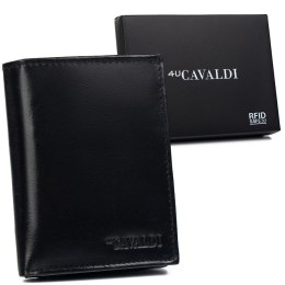 Czarny, skórzany portfel męski z zabezpieczeniem RFID Protect — Cavaldi Lumarko!