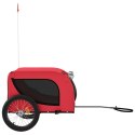 VidaXL Przyczepka rowerowa dla psa, czerwono-czarna, tkanina i żelazo