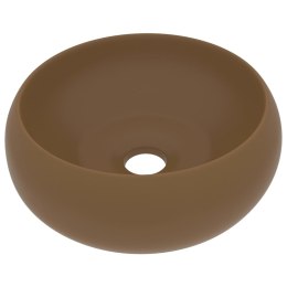 Luksusowa, okrągła umywalka, matowy kremowy, 40x15 cm, ceramika Lumarko!