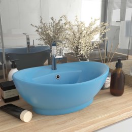 Owalna umywalka z przelewem, matowy błękit, 58,5x39cm, ceramika Lumarko!