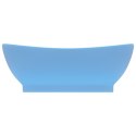 VidaXL Owalna umywalka z przelewem, matowy błękit, 58,5x39cm, ceramika