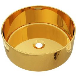 VidaXL Umywalka, 40 x 15 cm, ceramiczna, złota