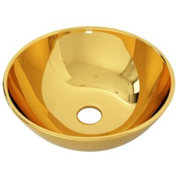 VidaXL Umywalka, 28 x 10 cm, ceramiczna, złota
