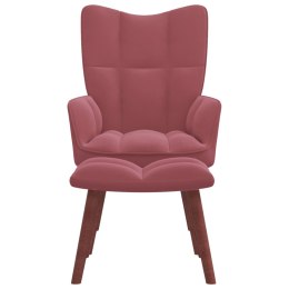 VidaXL Fotel z podnóżkiem, różowy, obity aksamitem