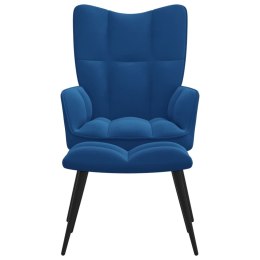 VidaXL Fotel z podnóżkiem, niebieski, obity aksamitem