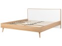 Łóżko LED 180 x 200 cm jasne drewno SERRIS Lumarko!