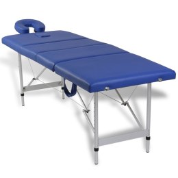 Składany stół do masażu z aluminiową ramą, 4 strefy, niebieski Lumarko!