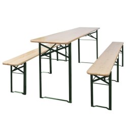 Składany stół biesiadny z 2 ławkami, 220 cm, drewno jodłowe Lumarko!