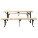 VidaXL Składany stół biesiadny z 2 ławkami, 220 cm, drewno jodłowe