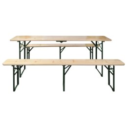 Składany stół biesiadny z 2 ławkami, 220 cm, drewno jodłowe Lumarko!