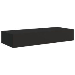 VidaXL Półka ścienna z szufladą, czarna, 60 x 23,5 x 10 cm, MDF