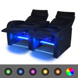 VidaXL Fotele kinowe 2 osobowe, czarne, sztuczna skóra i LED Lumarko!