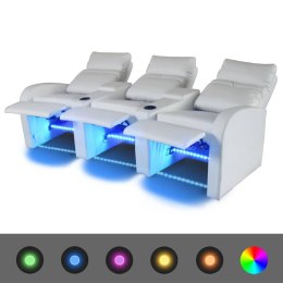 Fotele kinowe 3 osobowe z LED, białe, sztuczna skóra Lumarko!