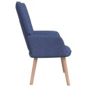 Fotel z podnóżkiem, niebieski, obity tkaniną Lumarko!