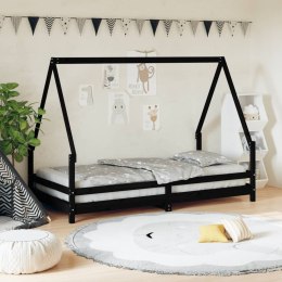 Rama łóżka dziecięcego, czarna, 90x190 cm, drewno sosnowe Lumarko!