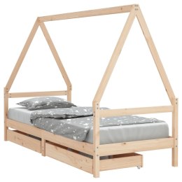 Rama łóżka dziecięcego z szufladami, 90x190 cm, lita sosna Lumarko!