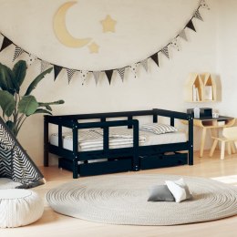 Rama łóżka dziecięcego z szufladami, czarna, 70x140 cm, sosnowa Lumarko!