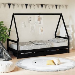 Rama łóżka dziecięcego z szufladami, czarna, 80x200 cm, sosnowa Lumarko!