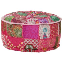 Okrągły puf patchworkowy, ręcznie robiony, 40 x 20 cm, różowy Lumarko!