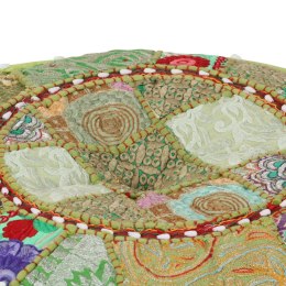 Okrągły puf patchworkowy, ręcznie robiony, 40x20 cm, zielony Lumarko!