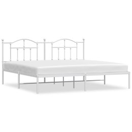 Metalowa rama łóżka z wezgłowiem, biała, 193x203 cm Lumarko!