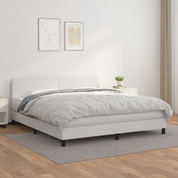 Łóżko kontynentalne z materacem, białe, ekoskóra 160x200 cm Lumarko!