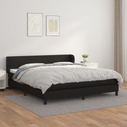 Łóżko kontynentalne z materacem, czarne, ekoskóra 160x200 cm Lumarko!