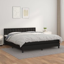 Łóżko kontynentalne z materacem, czarne, ekoskóra 160x200 cm Lumarko!