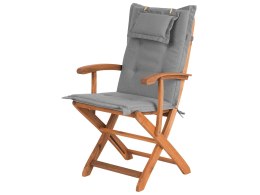 Zestaw 2 krzeseł ogrodowych drewniany z szarymi poduszkami MAUI Lumarko!