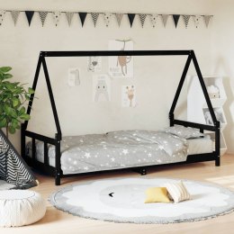 Rama łóżka, czarna, 90x200 cm, lite drewno sosnowe Lumarko!