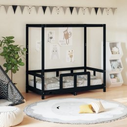 Rama łóżka dziecięcego, czarna, 70x140 cm, drewno sosnowe Lumarko!