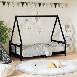 Rama łóżka dziecięcego, czarna, 80x160 cm, drewno sosnowe Lumarko!