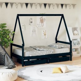 Rama łóżka dziecięcego z szufladami, czarna, 80x160 cm, sosna Lumarko!