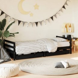 Rama łóżka dziecięcego z szufladami, czarna, 90x200 cm, sosnowa Lumarko!