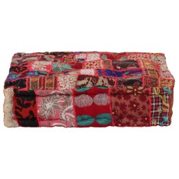 Kwadratowy puf patchworkowy, bawełna, 50x50x12 cm, czerwony Lumarko!