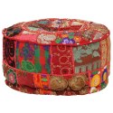 Okrągły puf patchworkowy, ręcznie robiony, 40x20 cm, czerwony Lumarko!