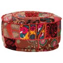 Okrągły puf patchworkowy, ręcznie robiony, 40x20 cm, czerwony Lumarko!