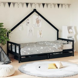 Rama łóżka dziecięcego z szufladami, czarna, 90x190 cm, sosna Lumarko!