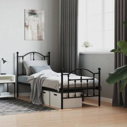 Metalowa rama łóżka z wezgłowiem i zanóżkiem, czarna, 75x190 cm Lumarko!