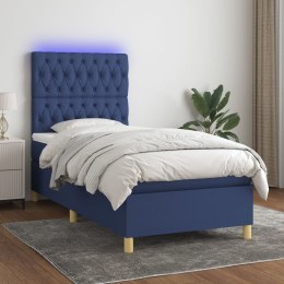 Łóżko kontynentalne z materacem, niebieskie, 80x200 cm, tkanina Lumarko!
