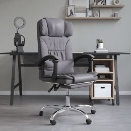Rozkładane, masujące krzesło biurowe, szare, sztuczna skóra Lumarko!
